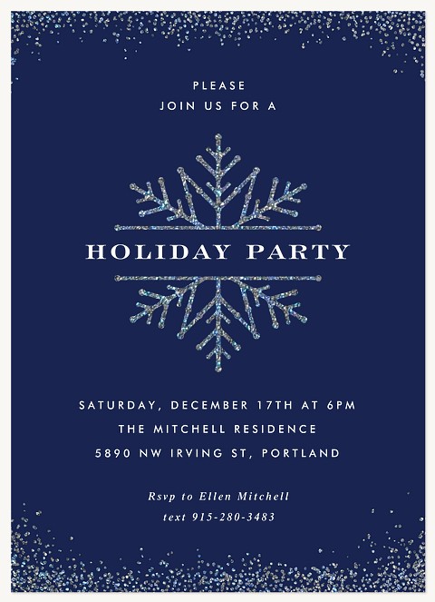 Glittering Snowflake Holiday Party Invitations