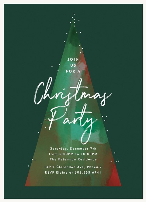 Festive Painterly Tree Holiday Party Invitations
