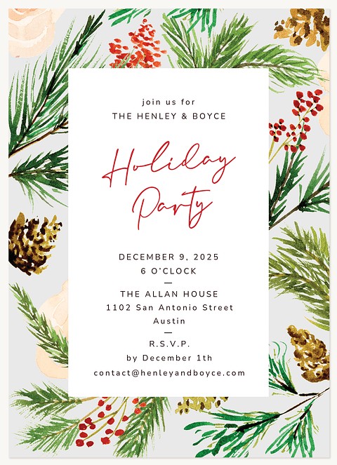 Festive Botanics Holiday Party Invitations