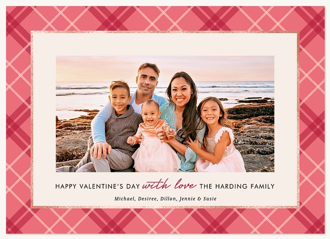 Pink Plaid Valentines Cards