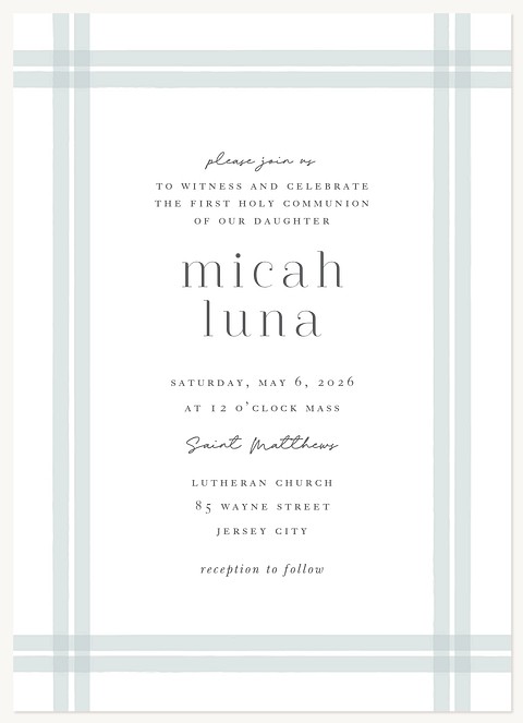 Bold Stripes First Communion Invitations