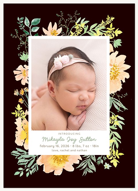 Blossom Border Baby Announcements