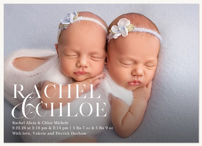 Simple Names Twin Birth Announcements