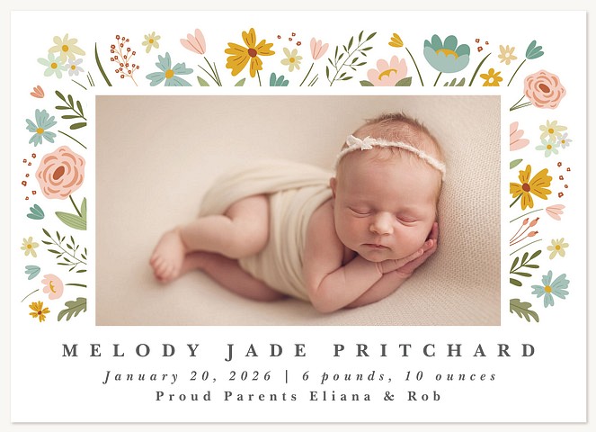 Cottage Floral Baby Announcements