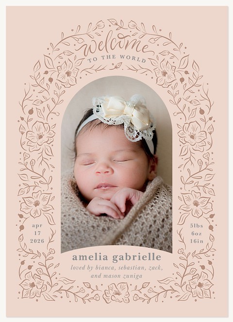 Inky Florals Baby Announcements