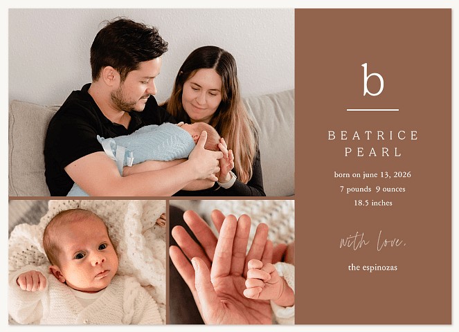 Boho Trio Baby Announcements