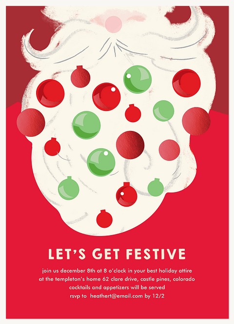 Festive Beard Holiday Party Invitations