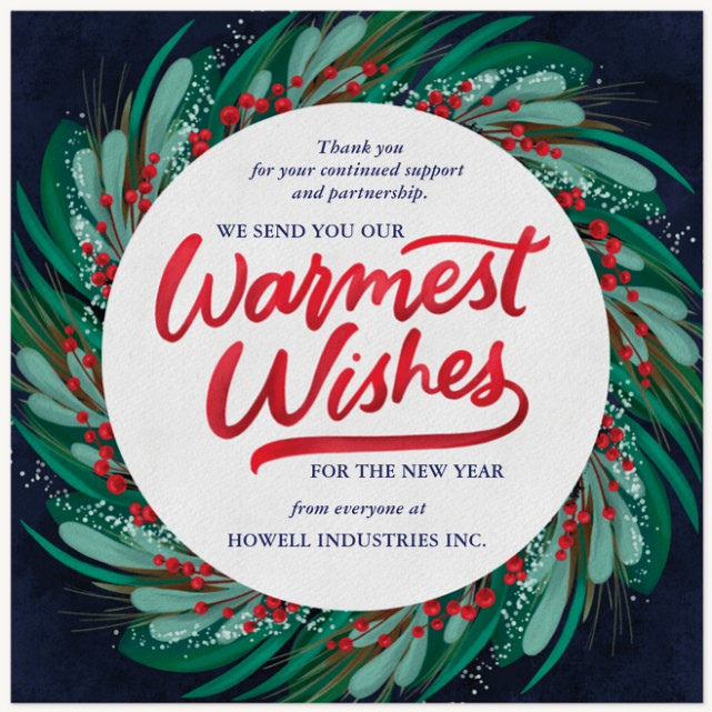 Flourishing Wreath Business Holiday Cards