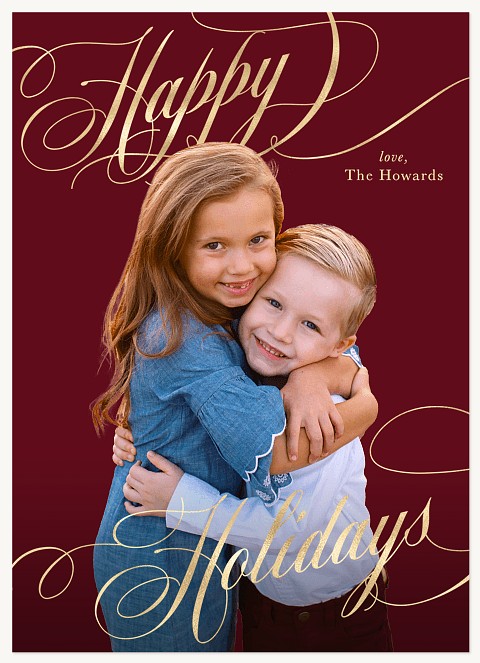 Ornate Script Personalized Holiday Cards