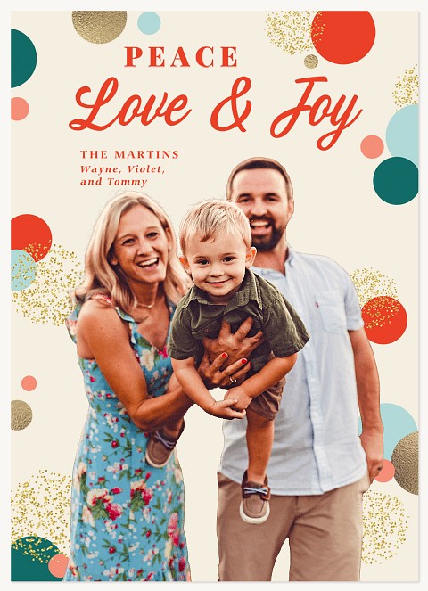 Bubbly Confetti Personalized Holiday Cards