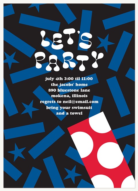 Patriotic Popper Summer Party Invitations
