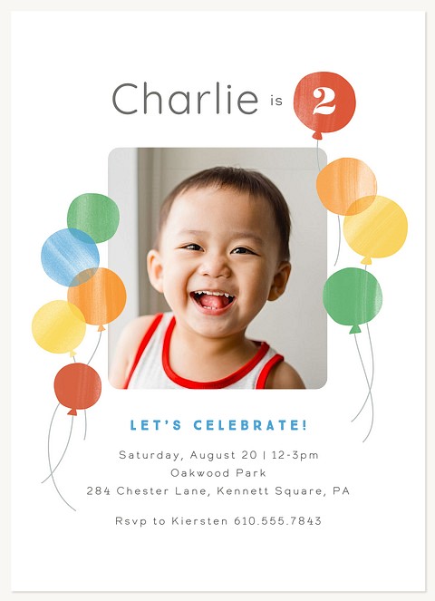 Balloon Frame Kids Birthday Invitations