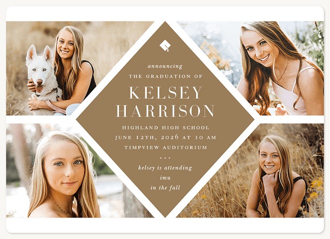 Geometric Cap Graduation Cards