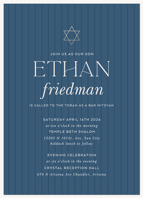 Pinstripes Bar Mitzvah Invitations
