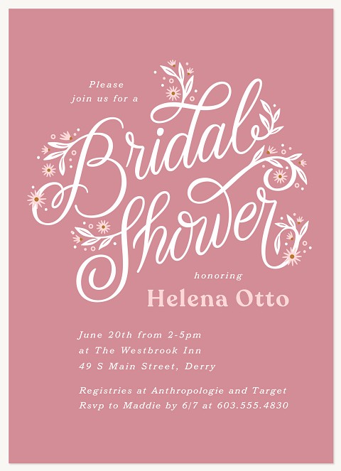 Sweet Script Bridal Shower Invitations