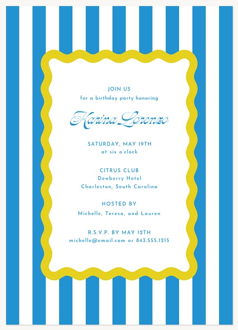 Party Stripes Adult Birthday Party Invitations