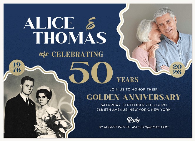 Wavy Circles Wedding Anniversary Invitations