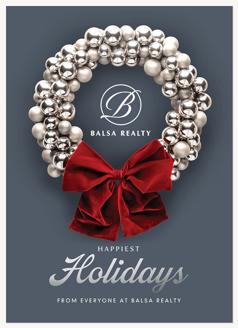 Silver Wreath Business Holiday Cards