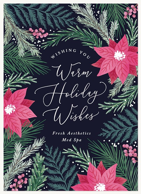 Pink Poinsettias Business Holiday Cards