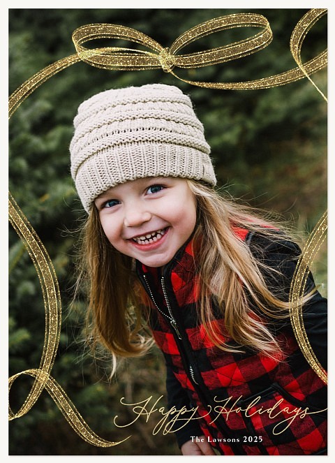 Sparkling Ribbon Personalized Holiday Cards