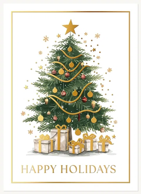 Golden Tidings Business Holiday Cards
