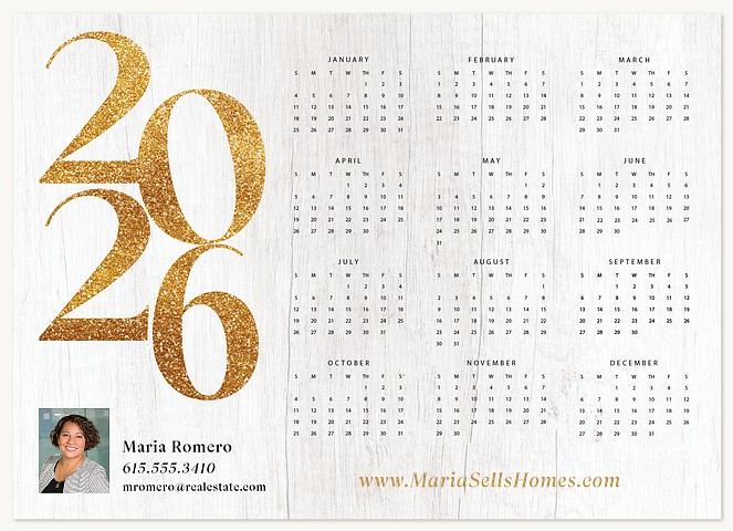 Rustic Calendar Business Holiday Cards