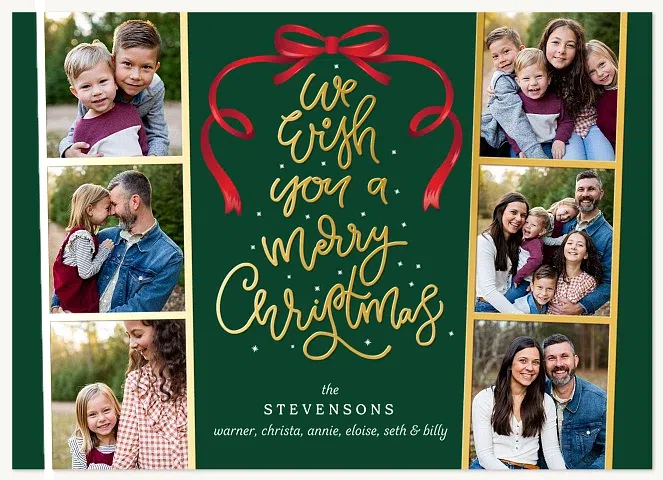 Festive Photo Strips Personalized Holiday Cards