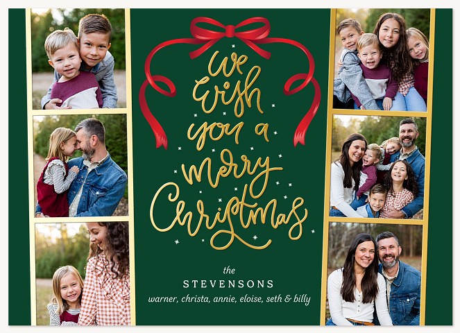 Festive Photo Strips Personalized Holiday Cards