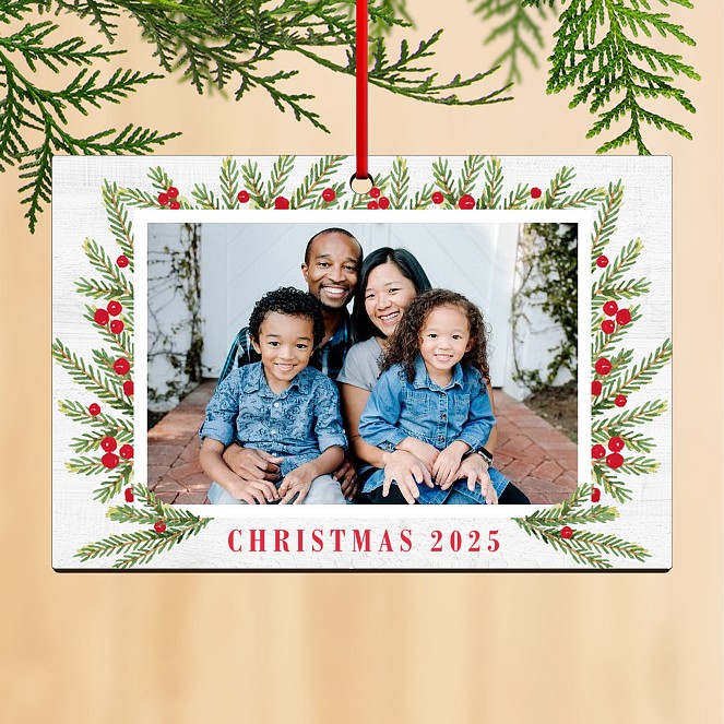 Holly Frame Personalized Ornaments