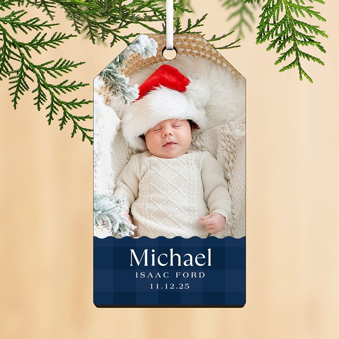 Scalloped Gingham Personalized Ornaments