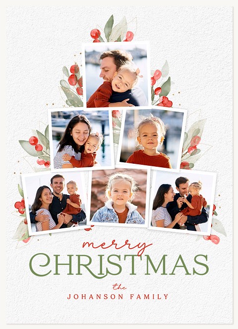 Watercolor Collage Personalized Holiday Cards