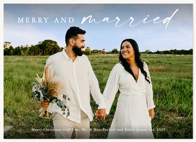 Upper Script Personalized Holiday Cards