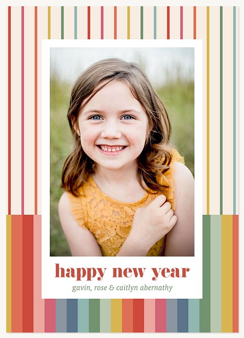 Technicolor Stripes Personalized Holiday Cards