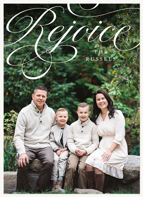 Rejoice Swirls Personalized Holiday Cards