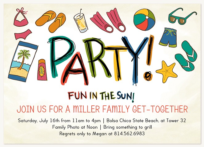 Beach Essentials Summer Party Invitations