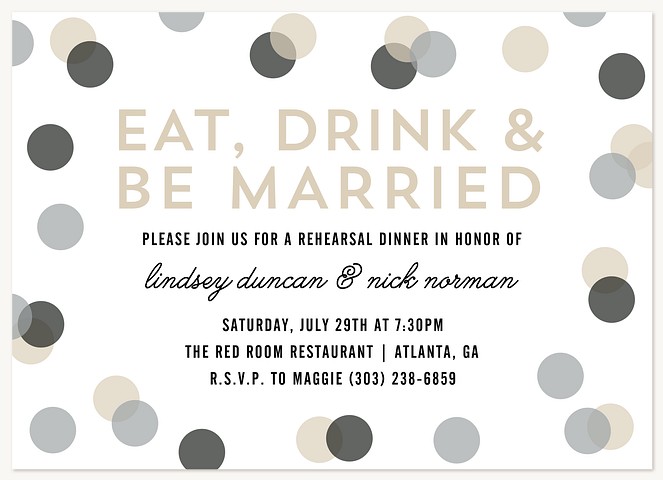 Playful Confetti Rehearsal Dinner Invitations