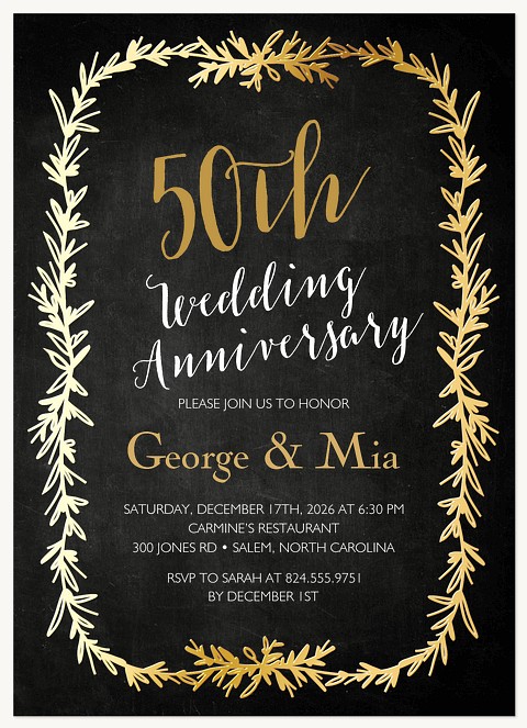 Gilded Wreath Wedding Anniversary Invitations
