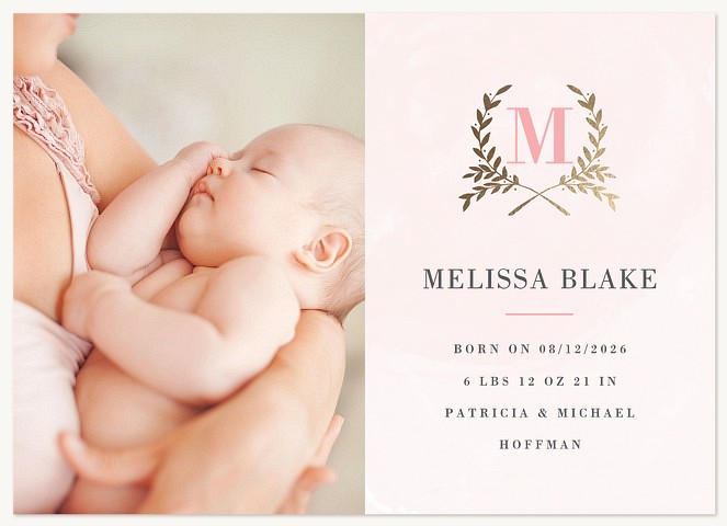 Radiant Laurels Girl Baby Announcements