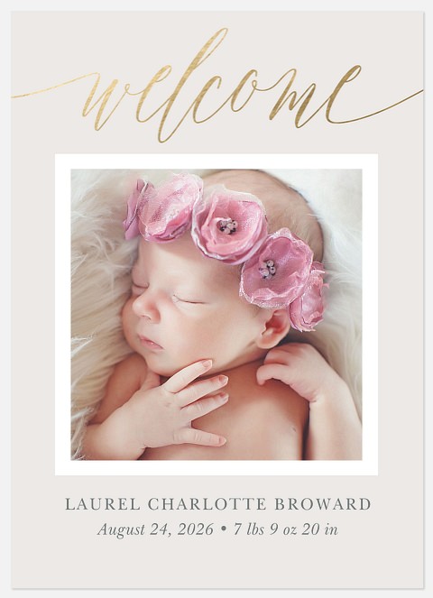 Golden Welcome Baby Birth Announcements