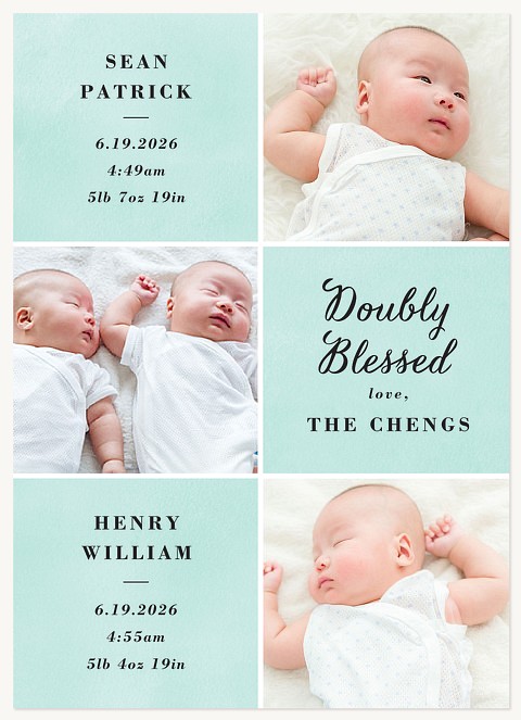 Double Blessing Twin Birth Announcements