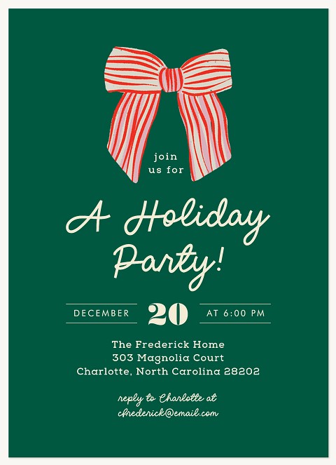 Big Bow Holiday Party Invitations