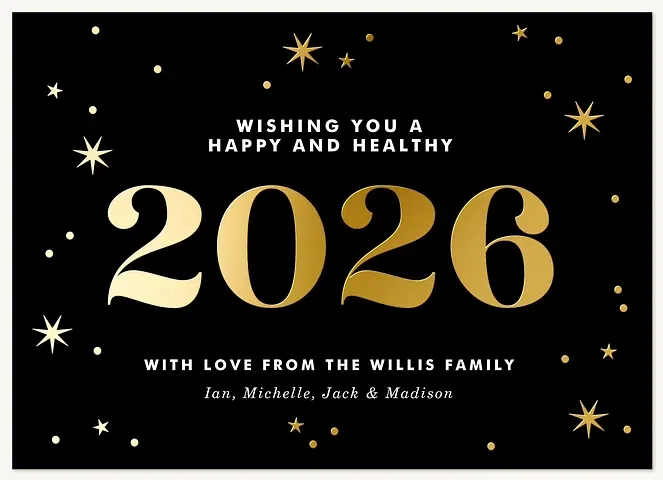 New Year Glam Personalized Holiday Cards