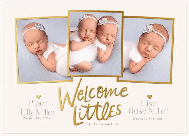 Welcome Littles Twin Birth Announcements