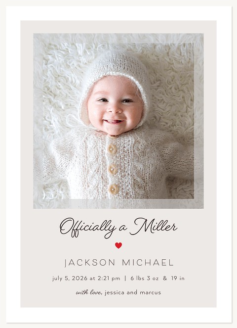 Simple Heart Baby Announcements