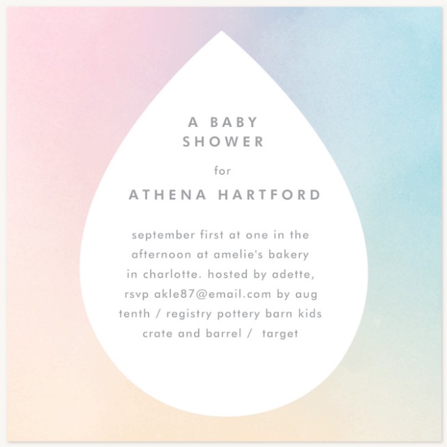 Watercolor Drop Baby Shower Invites