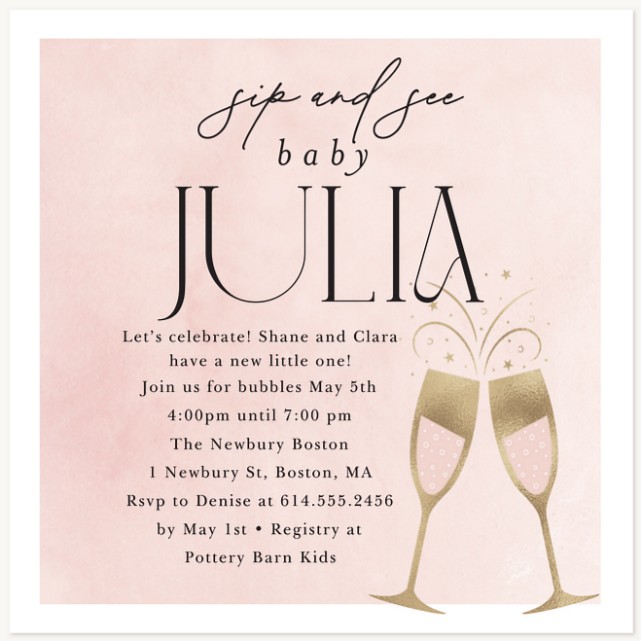 Bubbly Bash Baby Shower Invites