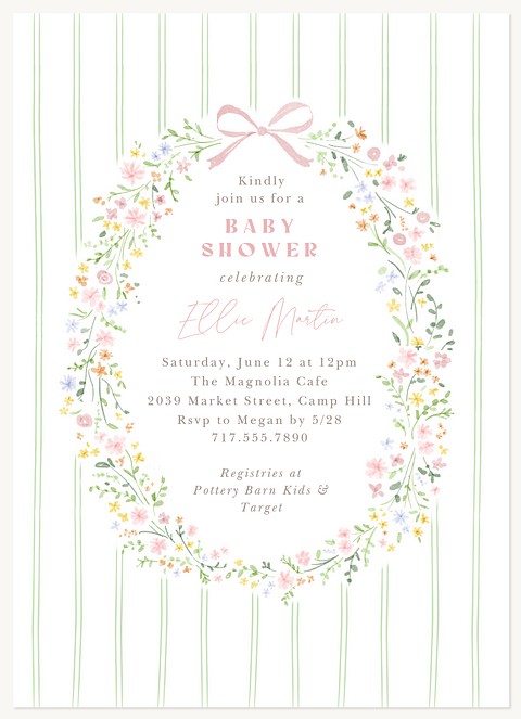 Petite Bow Baby Shower Invites