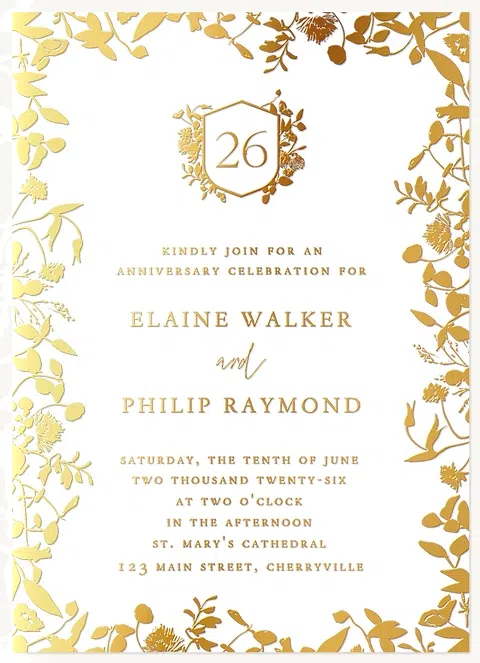 Botanical Milestone Wedding Anniversary Invitations