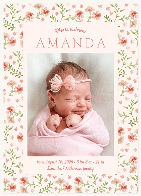 Gentle Florals Baby Announcements