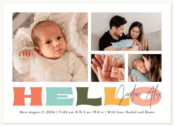 Bright Hello Baby Announcements